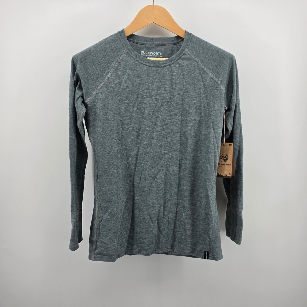 Duckworth Womens Vapor LS Crew Merino Wool Base Layer Granite Medium NWT